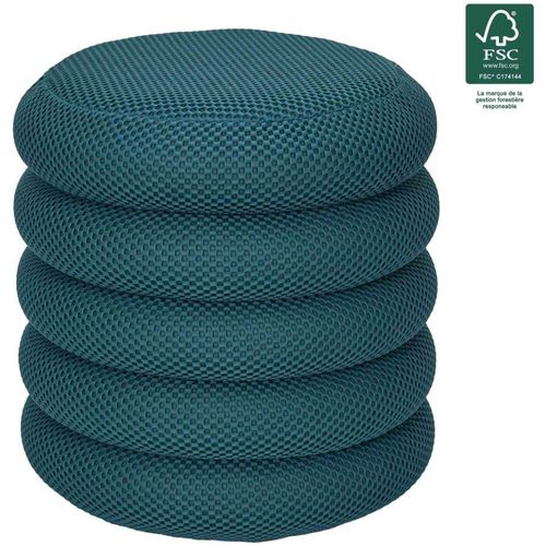 Pouf 2 En 1 En Tissu Coloré Atome Bleu