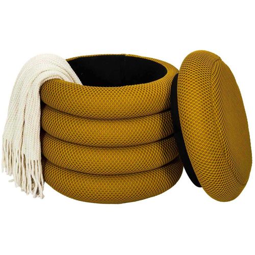 Pouf 2 En 1 En Tissu Coloré Atome Jaune