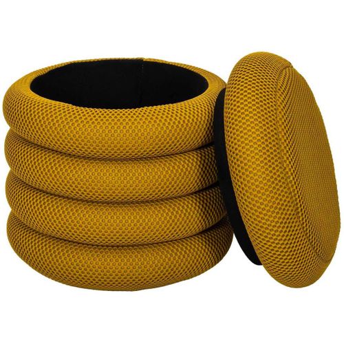 Pouf 2 En 1 En Tissu Coloré Atome Jaune