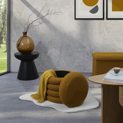 Pouf 2 En 1 En Tissu Coloré Atome Jaune