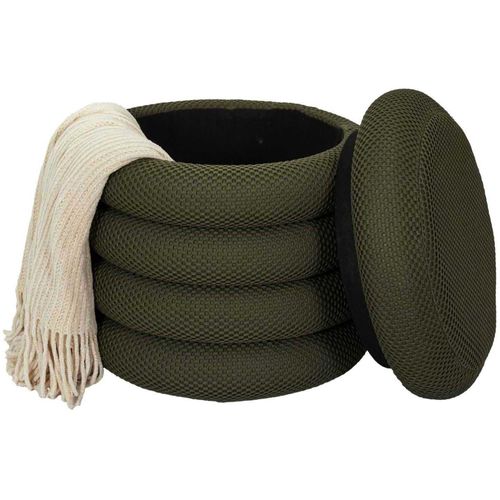 Pouf 2 En 1 En Tissu Coloré Atome Kaki