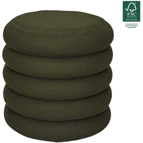 Pouf 2 En 1 En Tissu Coloré Atome Kaki