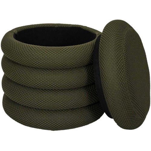 Pouf 2 En 1 En Tissu Coloré Atome Kaki