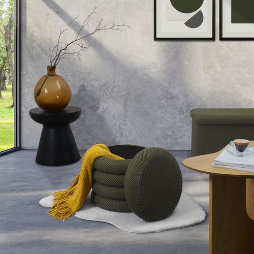 Pouf 2 En 1 En Tissu Coloré Atome Kaki