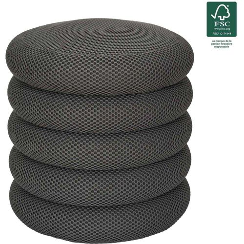 Pouf 2 En 1 En Tissu Coloré Atome Gris Foncé