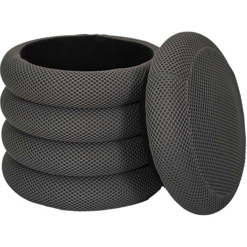 Pouf 2 En 1 En Tissu Coloré Atome Gris Foncé