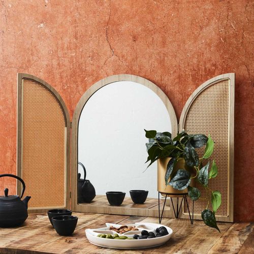 Miroir à Volets En Mdf Et Cannage Bali