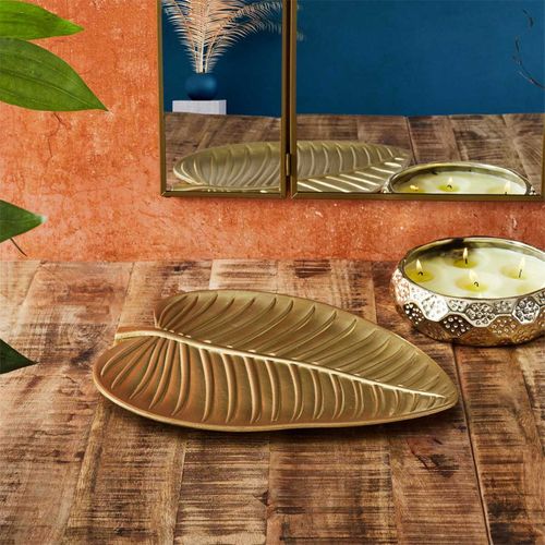 Vide-poche Design "feuille" 37cm Doré