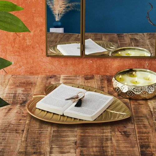 Vide-poche Design "feuille" 37cm Doré