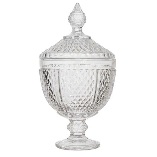 Bonbonnière Design En Verre "diamant" 31cm Transparent