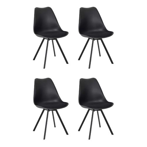 Lot De 4 Chaises Avec Coussin "atome" 82cm Noir