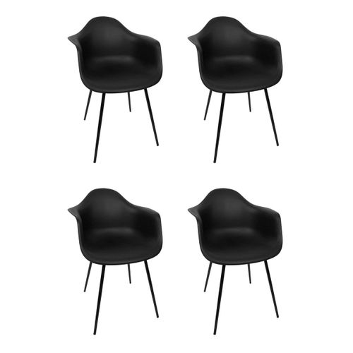 Lot De 4 Chaises Fauteuil "gustav" 85cm Noir