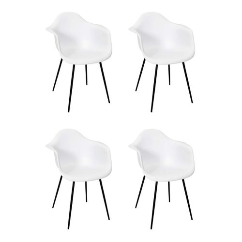 Lot De 4 Chaises Fauteuil "gustav" 85cm Blanc