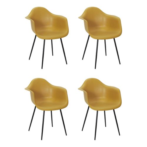 Lot De 4 Chaises Fauteuil "gustav" 85cm Jaune