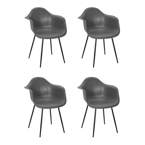 Lot De 4 Chaises Fauteuil "gustav" 85cm Gris