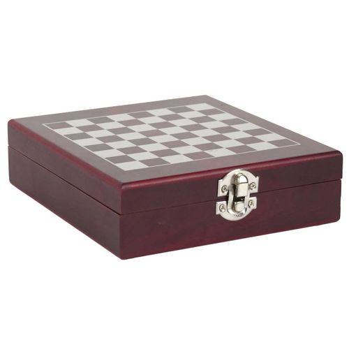 Coffret De Vin 4 Pièces "jeu D'échecs" 16cm Marron