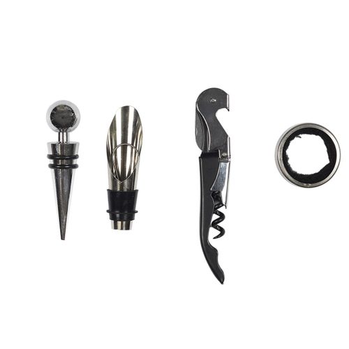 Coffret De Vin 4 Pièces "jeu D'échecs" 16cm Marron