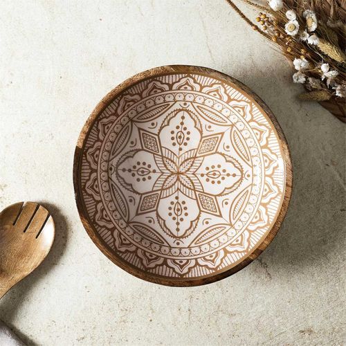 Saladier En Bois "dune" 28cm Terracotta