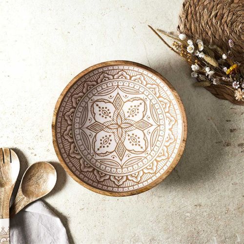 Saladier En Bois "dune" 33cm Terracotta