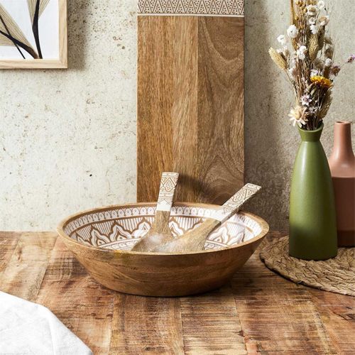 Saladier En Bois "dune" 33cm Terracotta