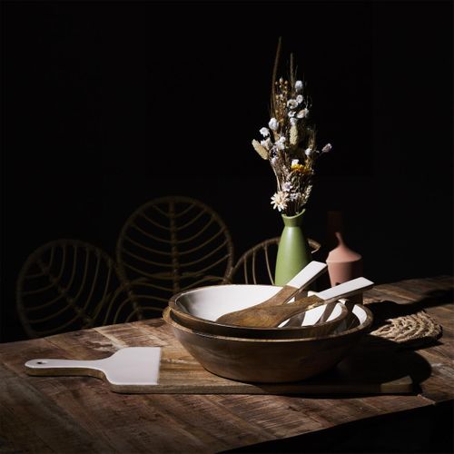 Saladier Uni En Bois "dune" 33cm Beige