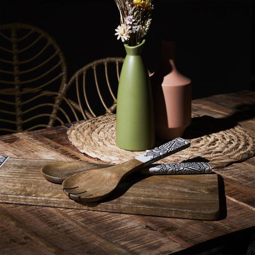 Couverts à Salade En Bois "dune" 30cm Noir