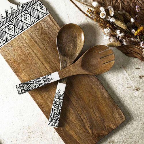 Couverts à Salade En Bois "dune" 30cm Noir