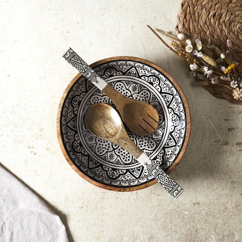 Couverts à Salade En Bois "dune" 30cm Noir