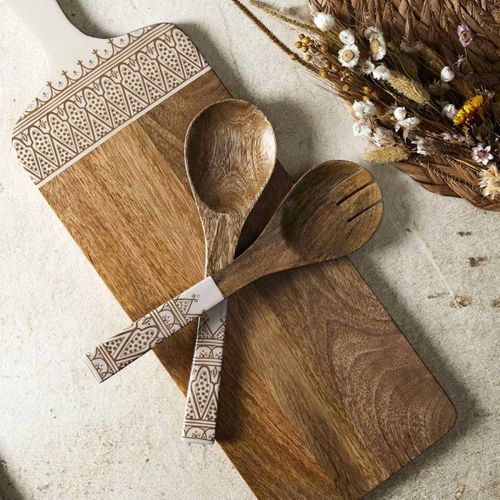 Couverts à Salade En Bois "dune" 30cm Terracotta