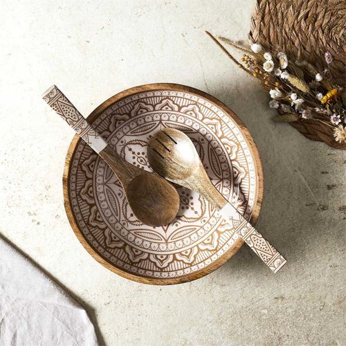 Couverts à Salade En Bois "dune" 30cm Terracotta