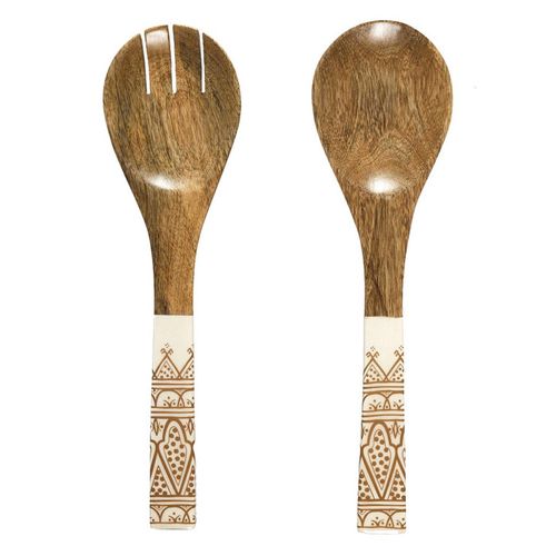 Couverts à Salade En Bois "dune" 30cm Terracotta