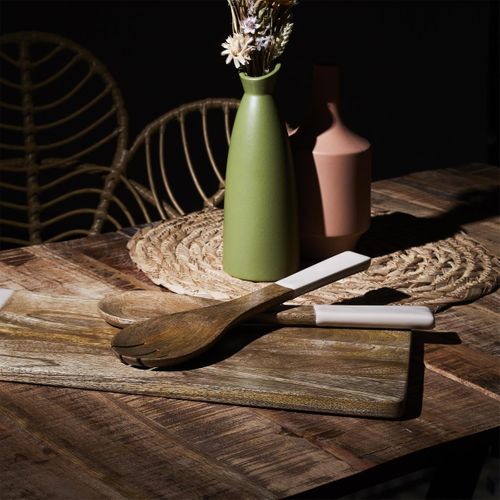 Couverts à Salade Uni En Bois "dune" 30cm Beige