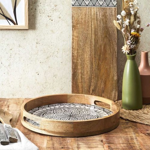 Plateau De Service En Bois "dune" 35cm Noir