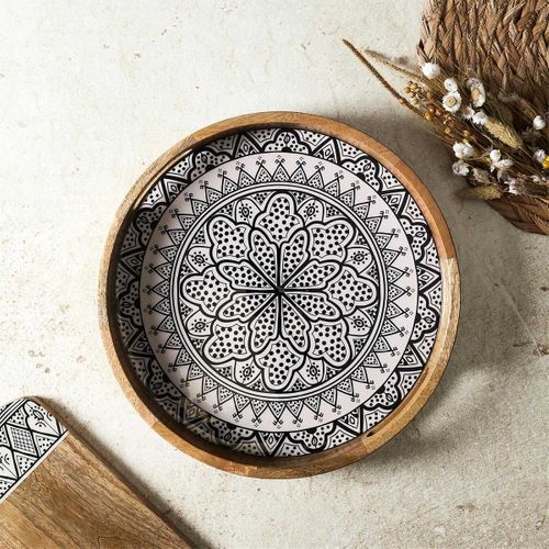 Plateau De Service En Bois "dune" 35cm Noir