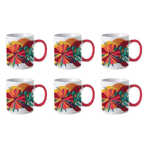 Lot De 6 Mugs En Céramique "paradis Exotique" 30cl Multicolore