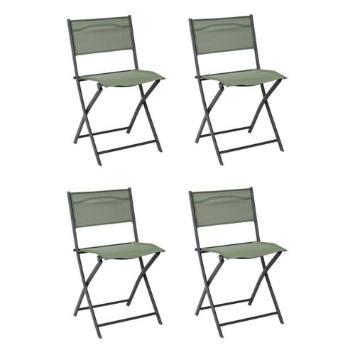 Lot De 4 Chaises De Jardin "elba" 80cm Kaki