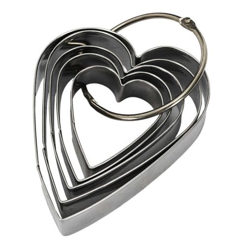 Lot De 5 Emporte-pièces En Inox "cœur" 9cm Argent
