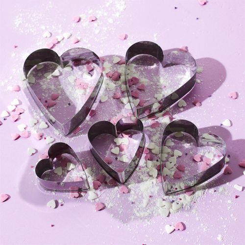 Lot De 5 Emporte-pièces En Inox "cœur" 9cm Argent