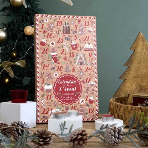 Calendrier De L'avent Bougies et Photophore "ginger" 37cm Marron