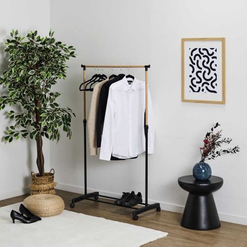 Portant à Vêtements Ajustable "effet Bois" 160cm Noir