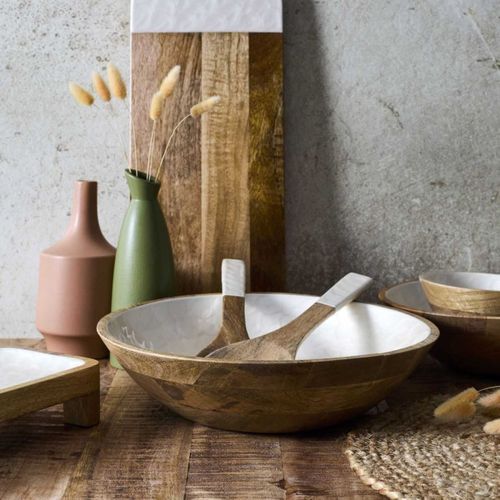 Saladier En Bois "nerina" 33cm Beige