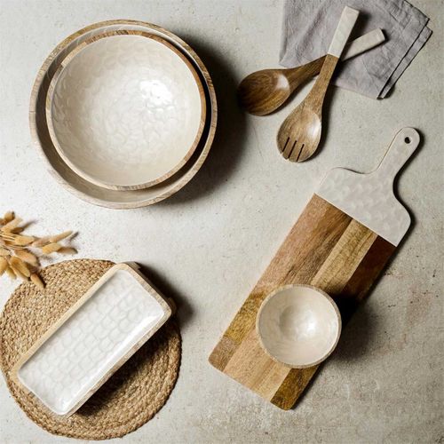 Saladier En Bois "nerina" 33cm Beige