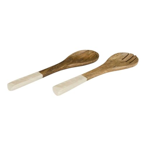 Couverts à Salade En Bois "nerina" 30cm Beige