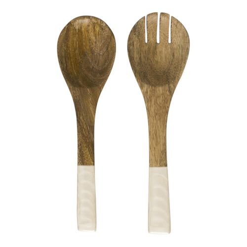 Couverts à Salade En Bois "nerina" 30cm Beige