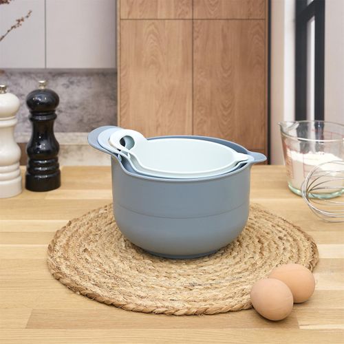 Lot De 3 Bols Pâtissiers "mélangeur" 18cm Bleu