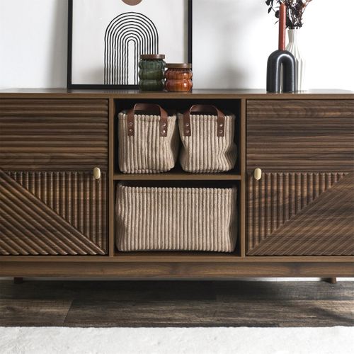 Lot De 3 Paniers De Rangement "velours Côtelé" 36cm Taupe