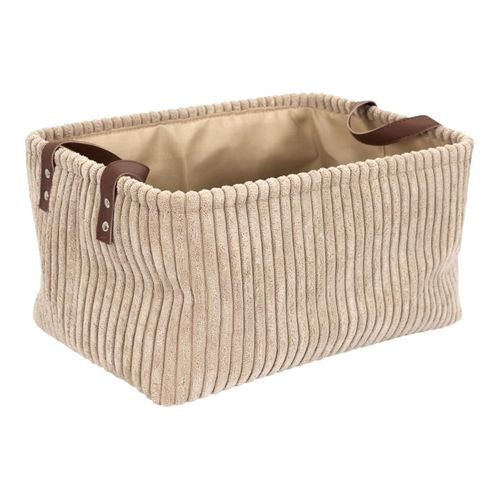 Lot De 3 Paniers De Rangement "velours Côtelé" 36cm Taupe