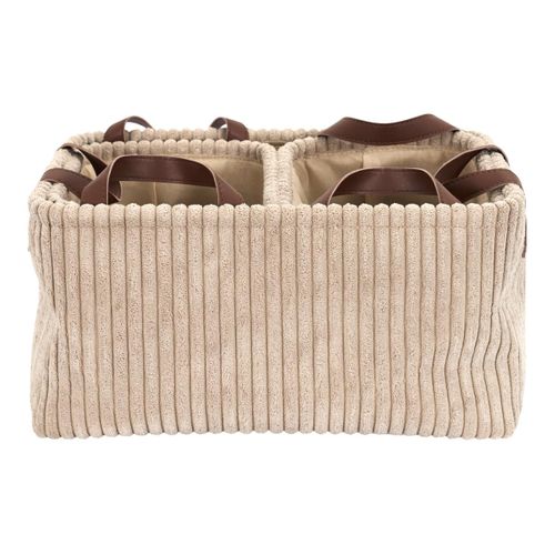 Lot De 3 Paniers De Rangement "velours Côtelé" 36cm Taupe