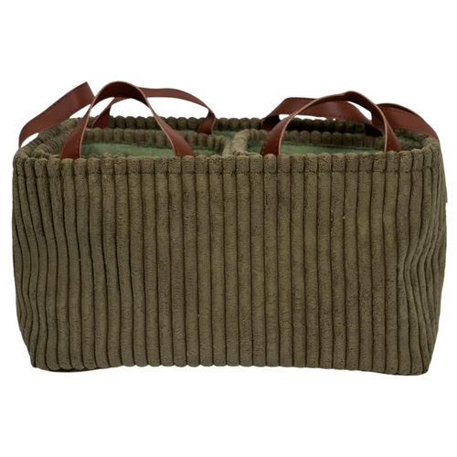Lot De 3 Paniers De Rangement "velours Côtelé" 36cm Vert