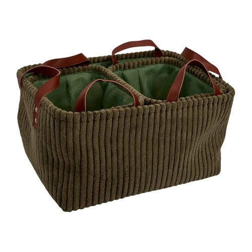 Lot De 3 Paniers De Rangement "velours Côtelé" 36cm Vert